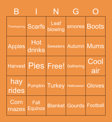 People Team Autumn Bingo Card