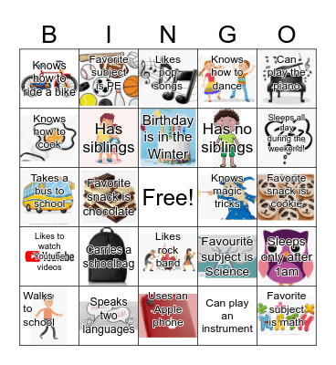 Get to know you Bingo! Bingo Card