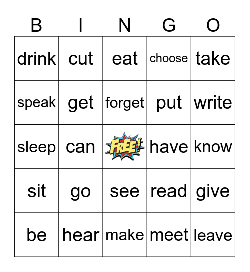 Irregular verbs A2 - #1 Bingo Card