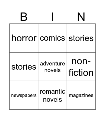 Buchgenres Bingo Card