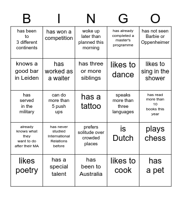 Global Conflict Bingo Card