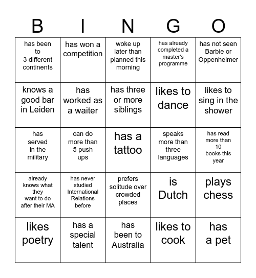 Global Conflict Bingo Card