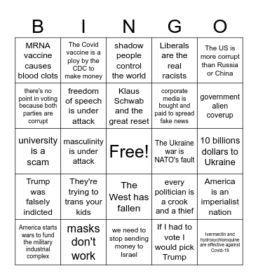 Joe Rogan fan bingo Card