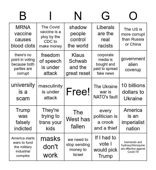 Joe Rogan fan bingo Card