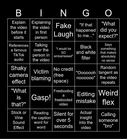 SSSniperwolf Bingo Card