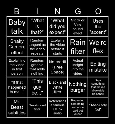 Sssniperwolf Bingo (September 2023) Bingo Card