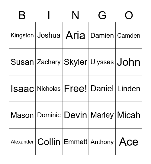 Pack 61 Name Bingo Card
