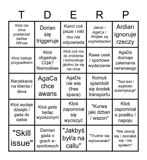 TechDerp Bingo Card