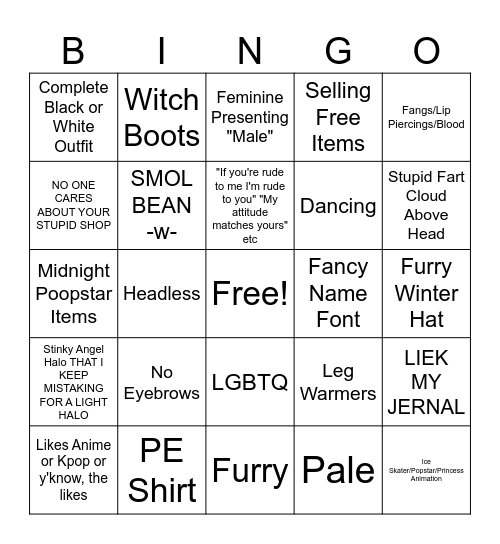 Basic RH Bingo! (Updated) Bingo Card