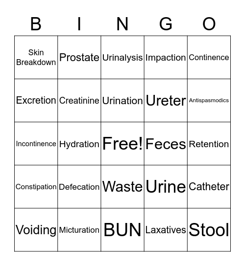 Elimination  Bingo Card