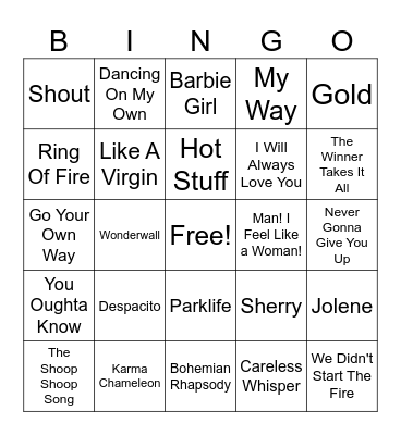 KARAOKE CLASSICS Bingo Card