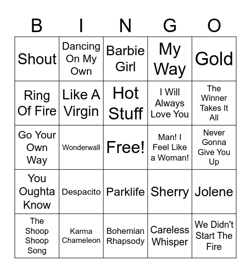 KARAOKE CLASSICS Bingo Card