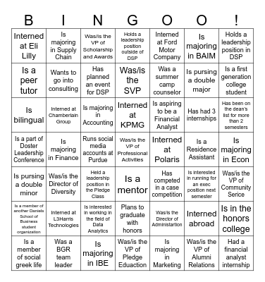 Find a brother who... Bingo Card