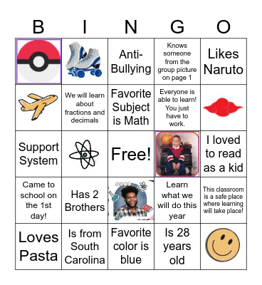 All About Mr. Patterson Bingo Card