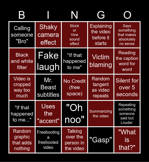 Sssniperwolf Bingo Card