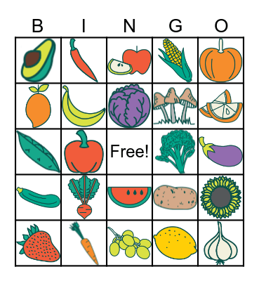 Food Bingo Card