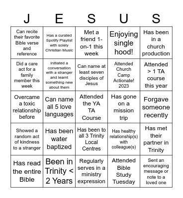 JESUS! 1 Bingo Card