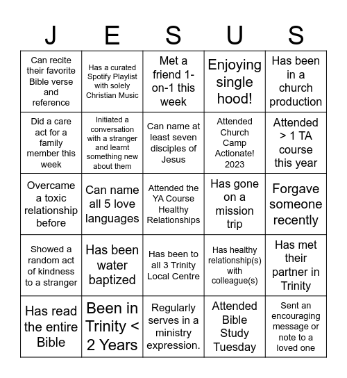 Jesus! 2 Bingo Card