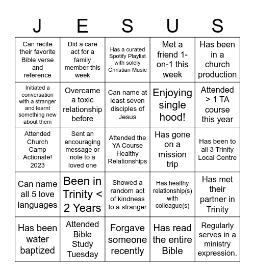 Jesus! 2 Bingo Card