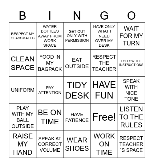 AMAZING CLASSROOM Bingo Card