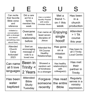Jesus! 2 Bingo Card
