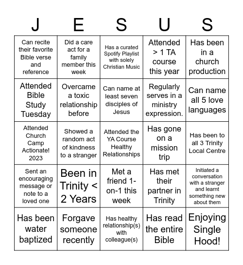 Untitled Bingo - 1 Bingo Card