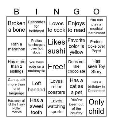 Team Bingo Card