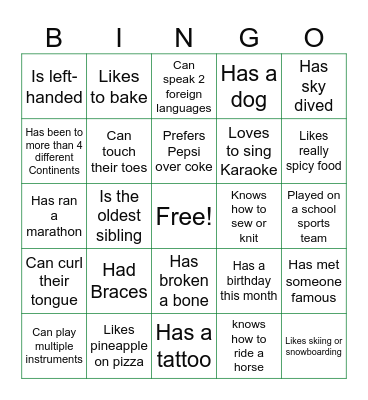 Icebreaker Bingo: Find Someone Who Bingo Card