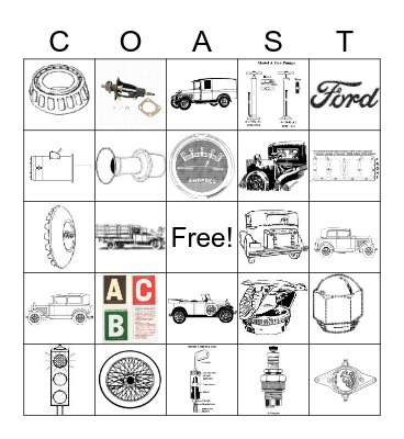 Model A Tour 2023 Gulf Bingo Card
