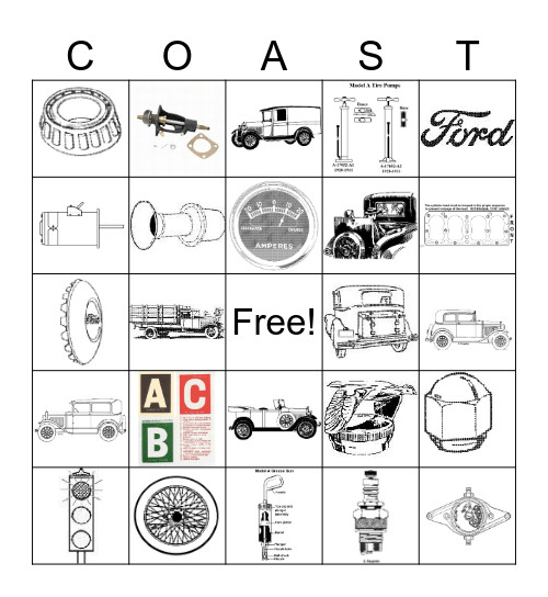 Model A Tour 2023 Gulf Bingo Card