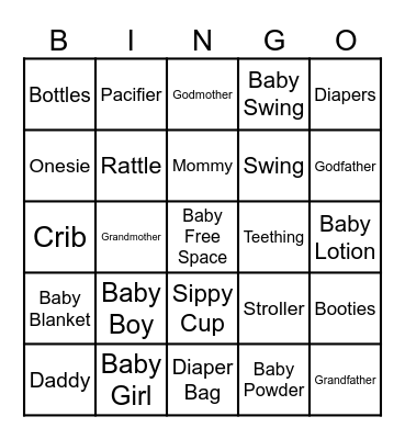Baby Bingo Card