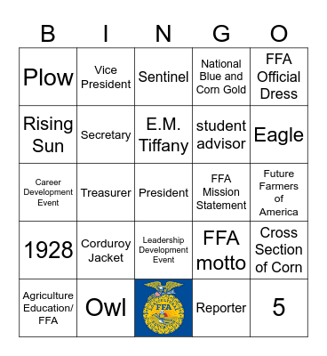 FFA Bingo Card