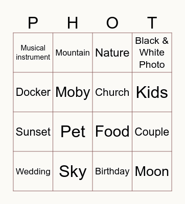 Photo Bingo Card