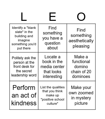 LEO 1 Bingo Card