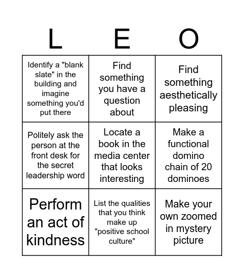 LEO 1 Bingo Card