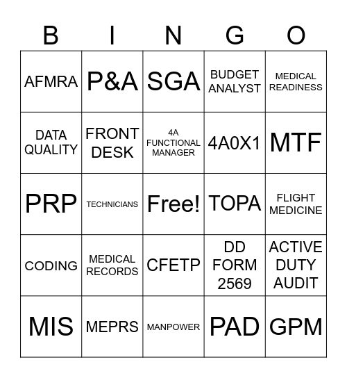 4A/MSC Appreciation Week Bingo Card