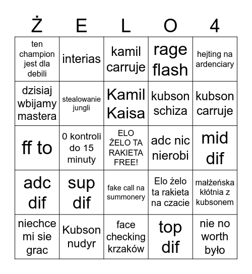 Ta Rakieta, Elo Bingo Card