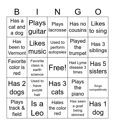 Human Bingo Card