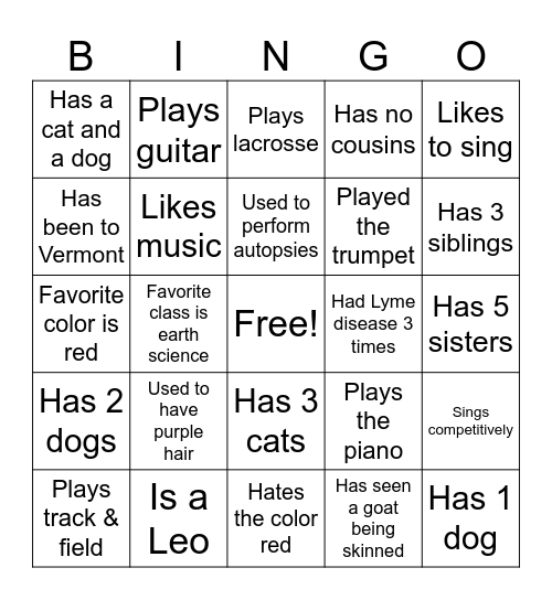 Human Bingo Card