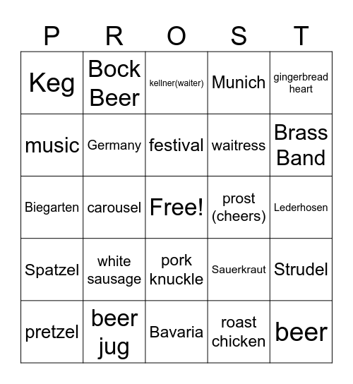 Oktoberfest Bingo Card