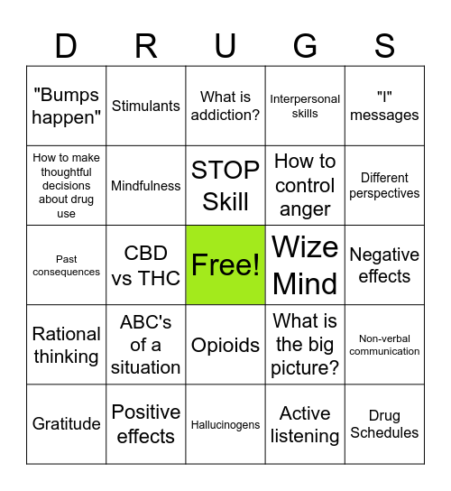 7 Challenges Bingo Card