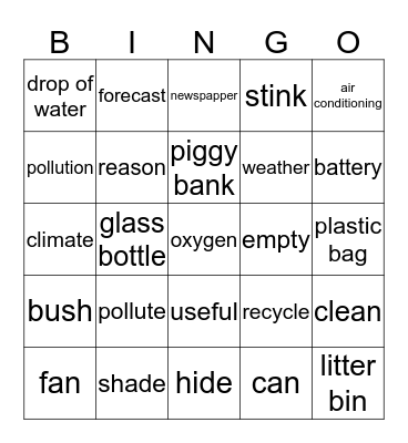 The Environment Bingo Card