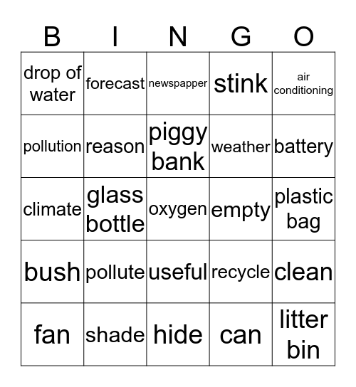 The Environment Bingo Card