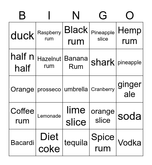 Drink Bingo Card