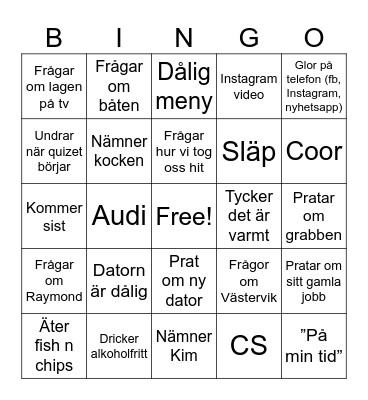 Kappa bar Nicke Bingo Card