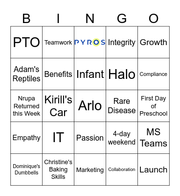 Pyros Bingo Card