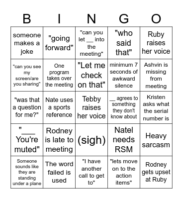 NEO Meetings Bingo Card