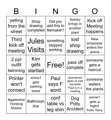 Kimmy's Basile Bingo Card