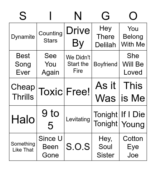 99U Singo Bingo Card