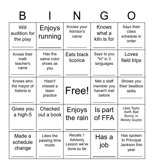 DON'T YUCK OTHERS' YUMS: Find someone who... Bingo Card